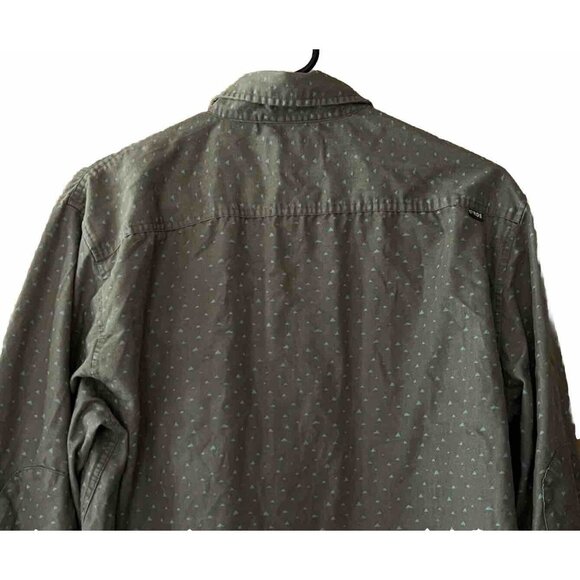 Howler Bros Men's Medium Long Sleeve Shirt Gray With Turquoise Triangles - Picture 6 of 8